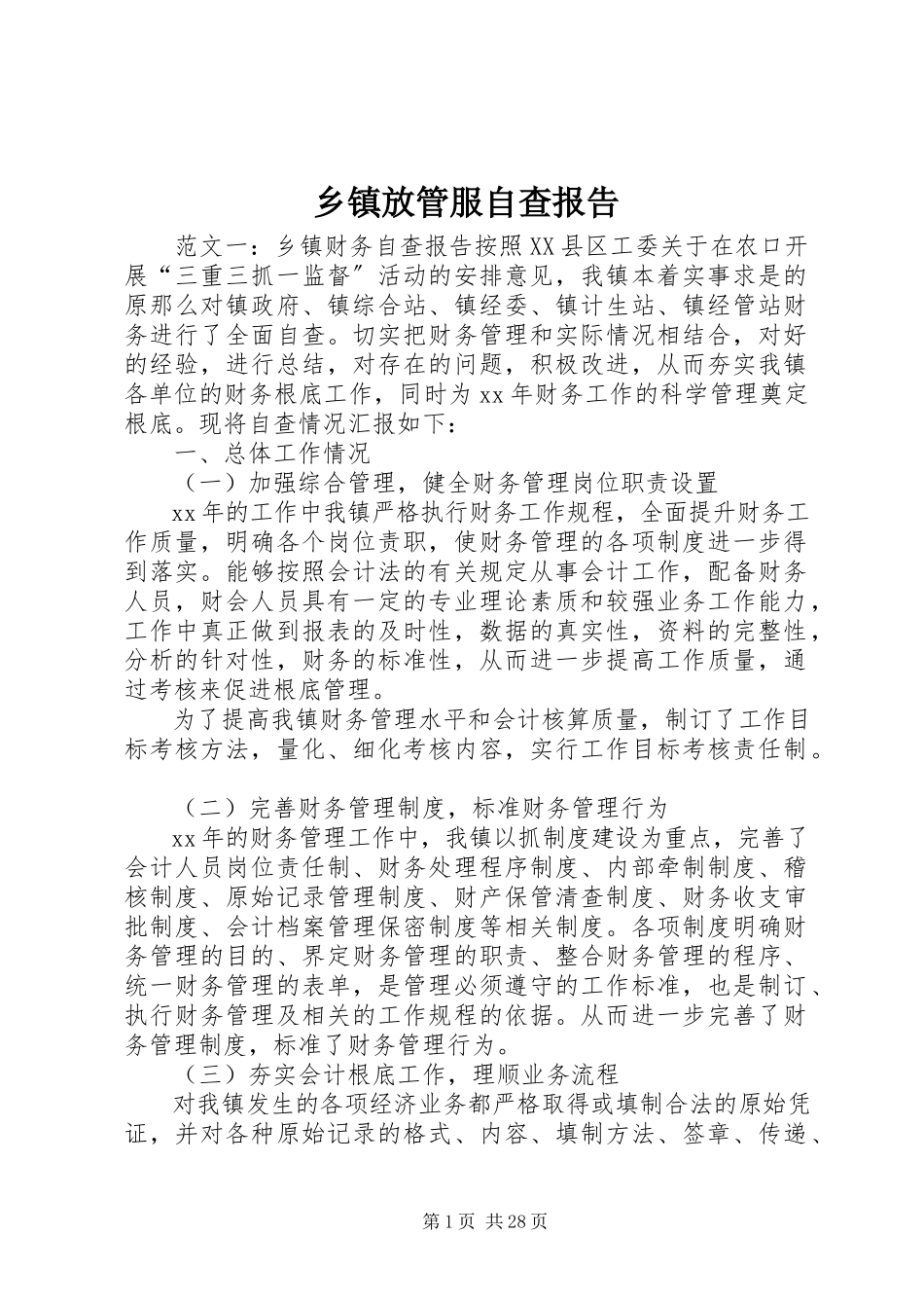 2023年乡镇放管服自查报告.docx_第1页