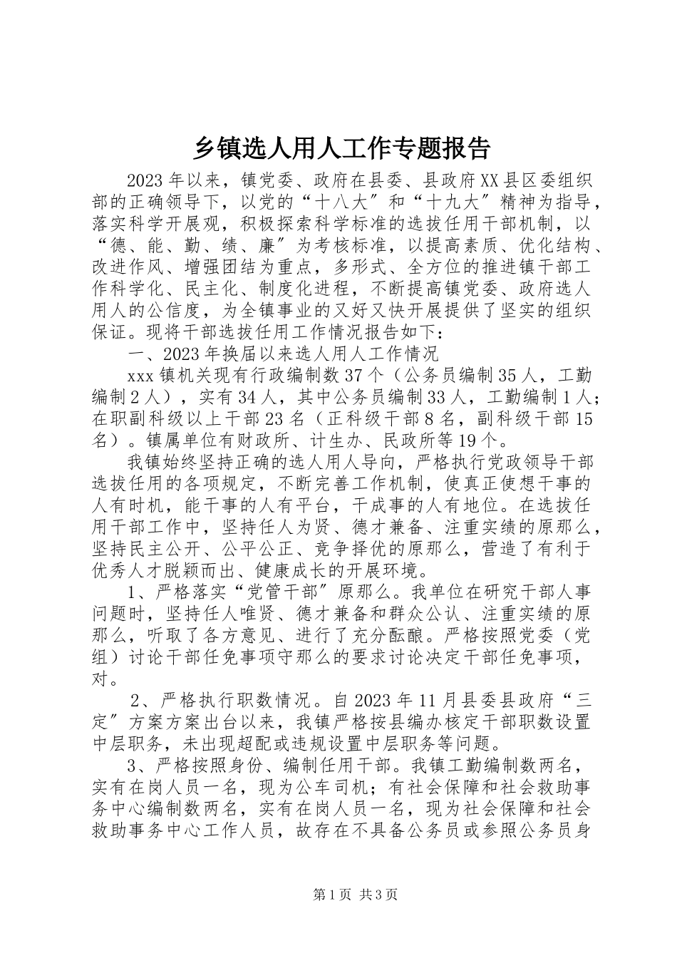2023年乡镇选人用人工作专题报告.docx_第1页