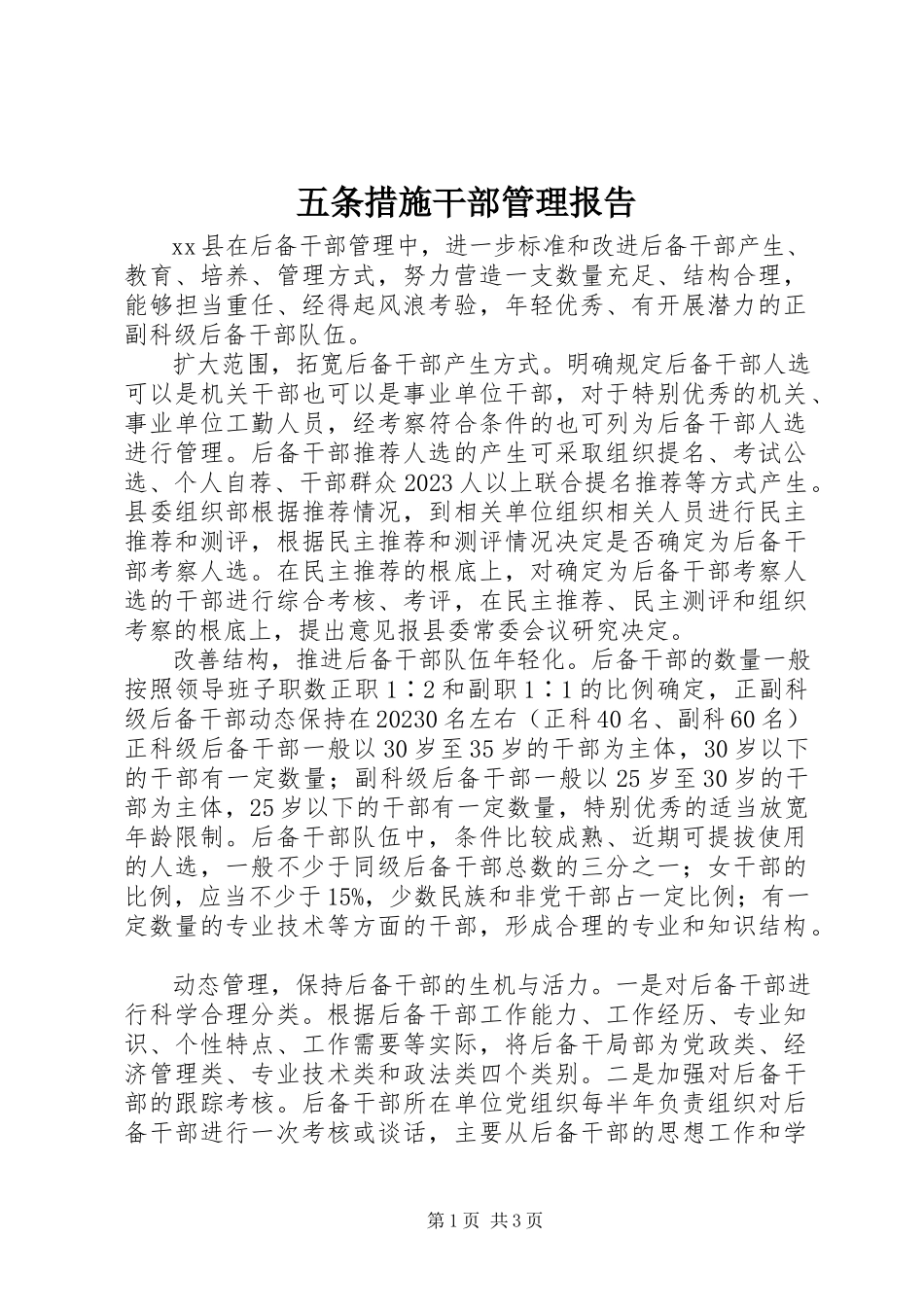 2023年五条措施干部管理报告.docx_第1页