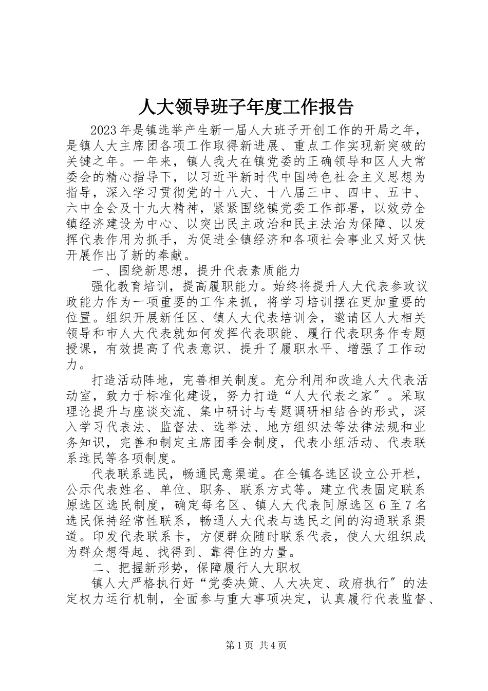 2023年人大领导班子年度工作报告.docx_第1页