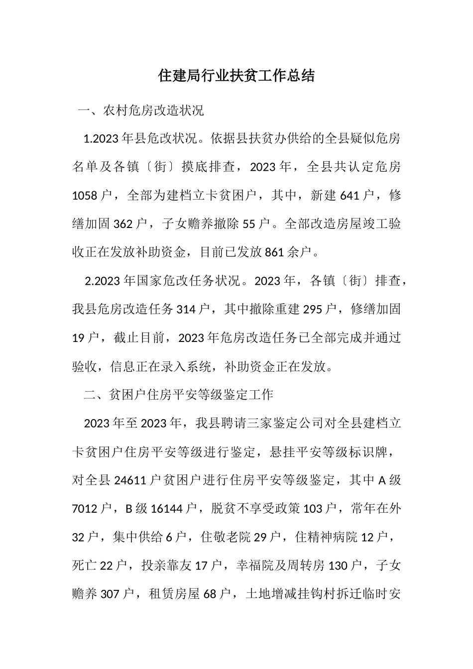 2023年住建局行业扶贫工作总结.docx_第1页