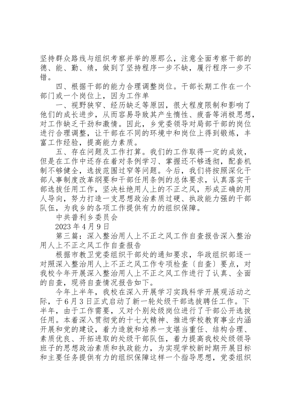 2023年佑君中学开展选人用人不正之风专项整治工作自查报告及整改措施.doc_第3页