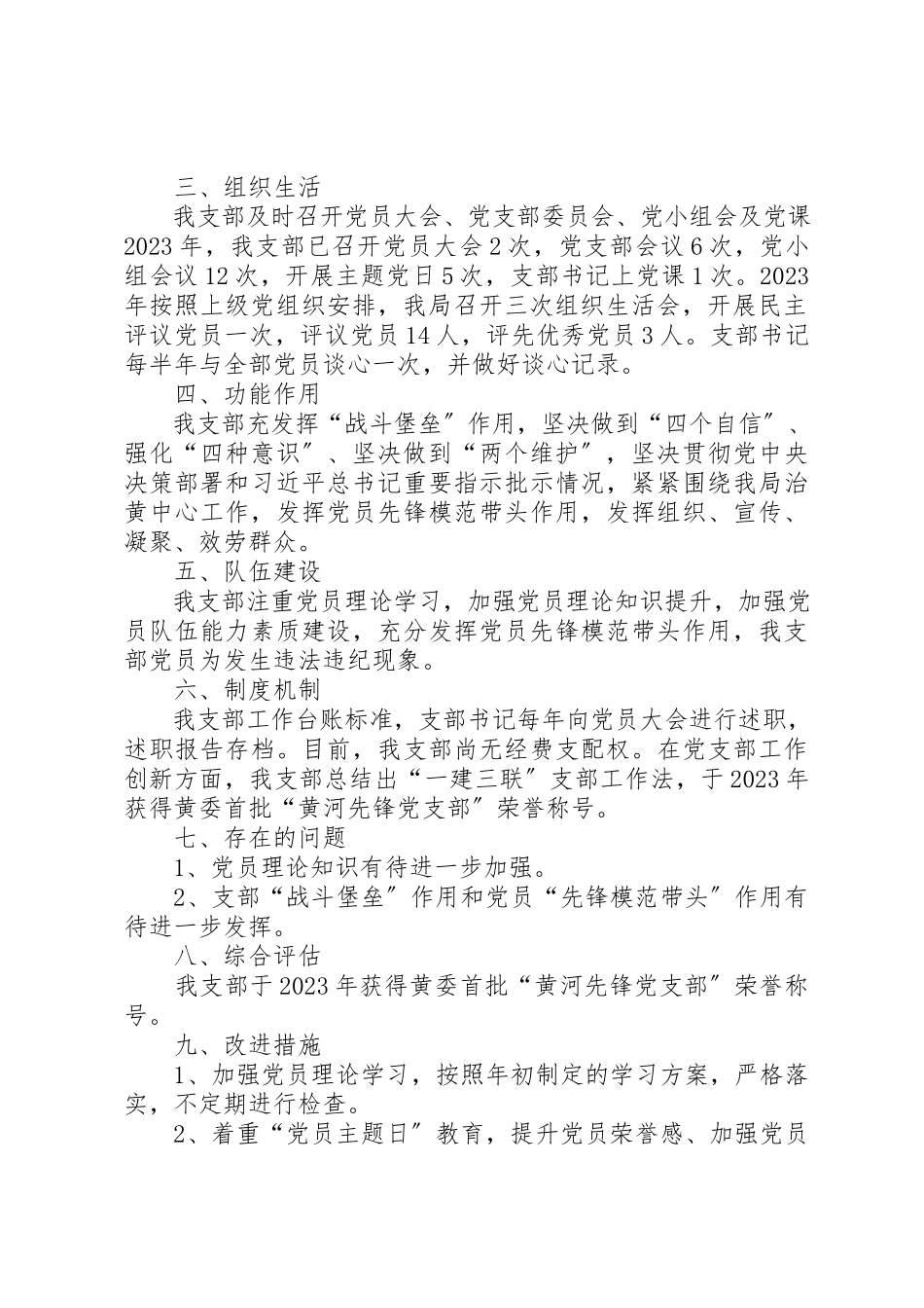 2023年党支部支部建设状况自查自评报告.docx_第2页