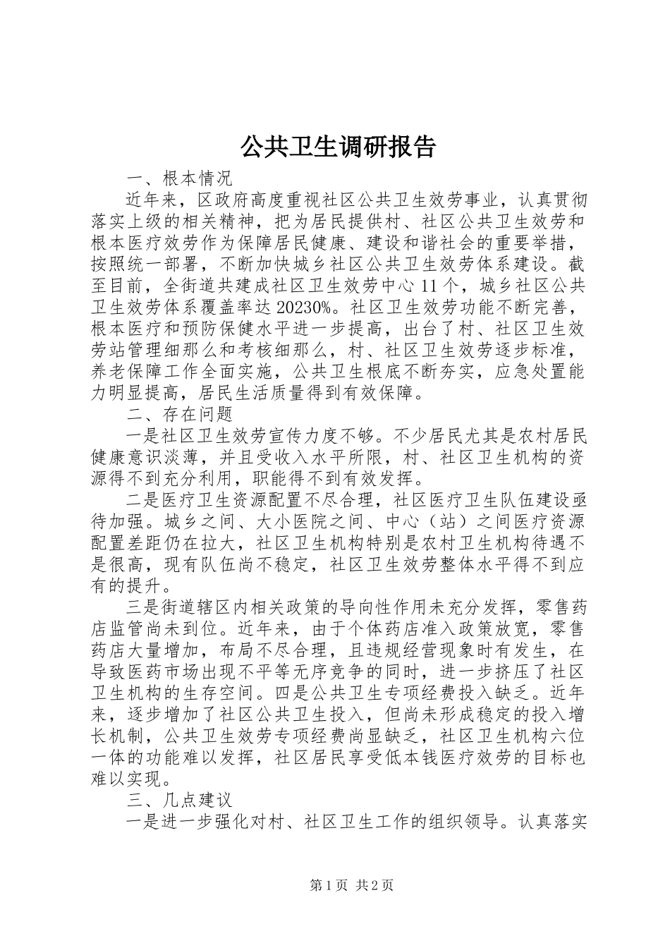 2023年公共卫生调研报告.docx_第1页