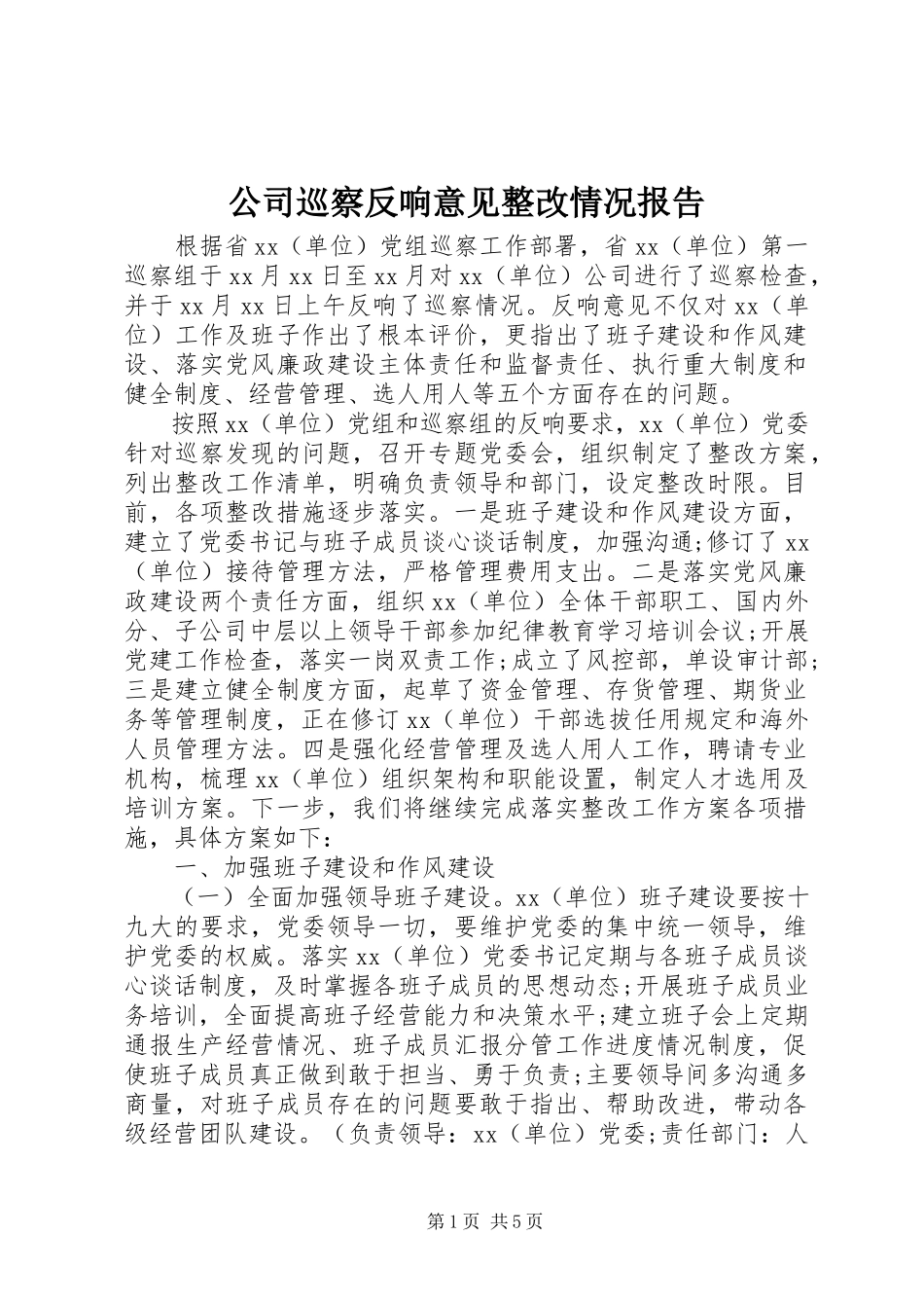 2023年公司巡察反馈意见整改情况报告.docx_第1页