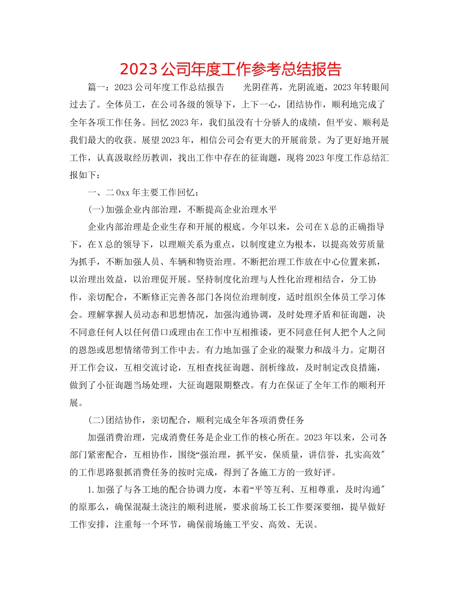 2023年公司度工作总结报告.docx_第1页