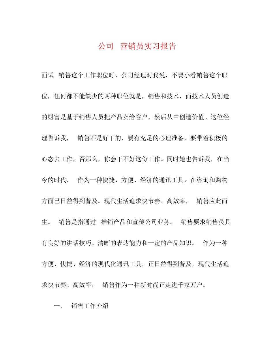 2023年公司电话营销员实习报告.docx_第1页
