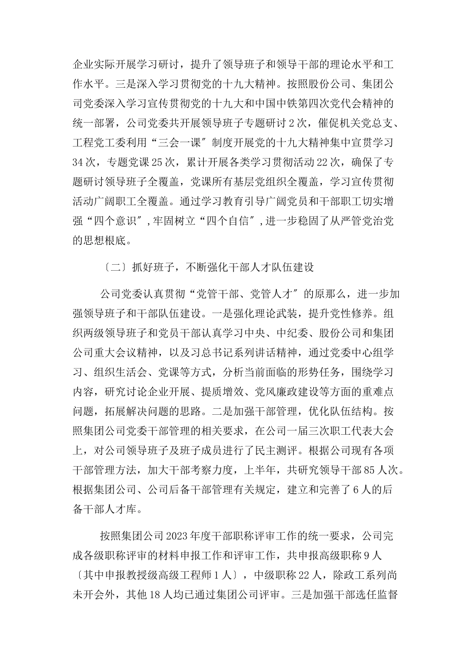 2023年公司贯彻落实党建工作责任制自查一自评报告.docx_第2页