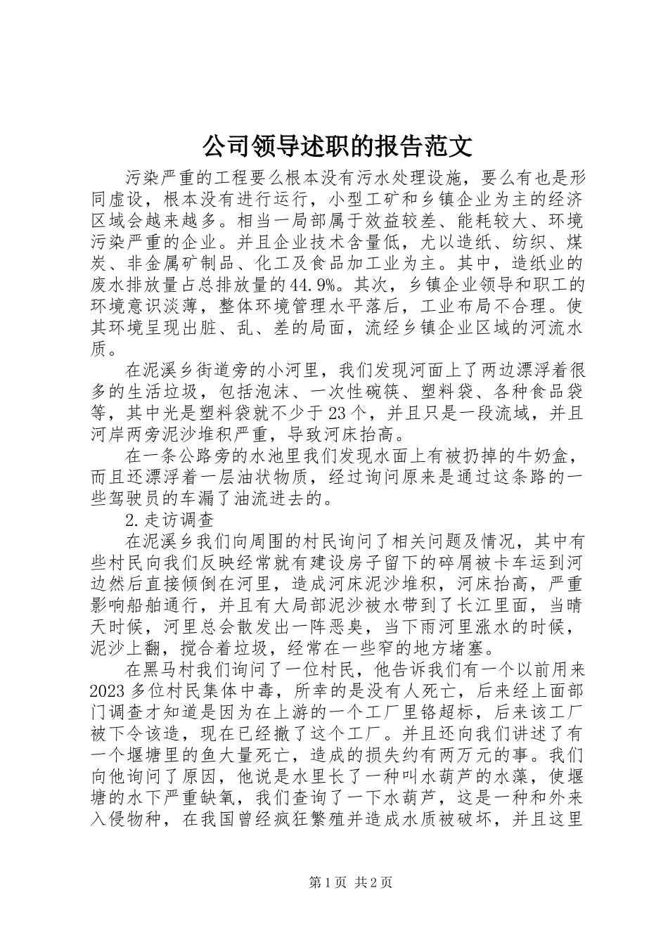 2023年公司领导述职的报告.docx_第1页
