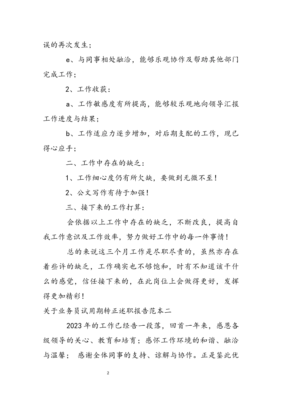 2023年关于业务员试用期转正述职报告范本.docx_第3页