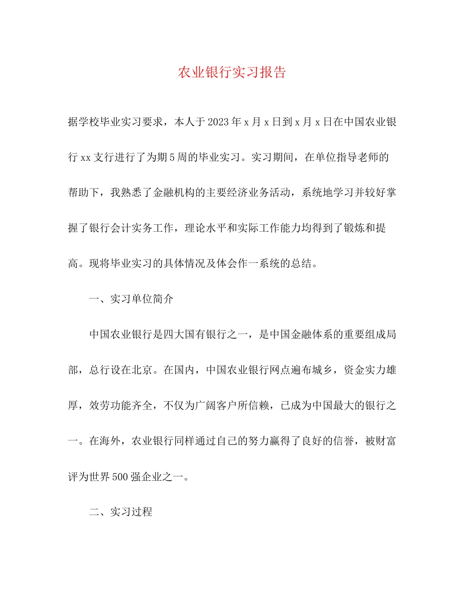 2023年农业银行实习报告.docx_第1页