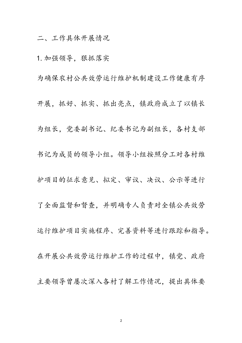 2023年农村公共服务运行维护自查报告范文.doc_第2页