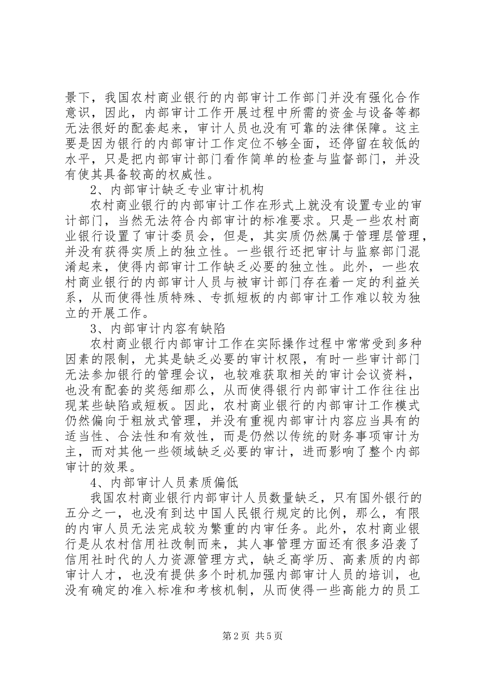 2023年农村商业银行内部审计问题分析.docx_第2页