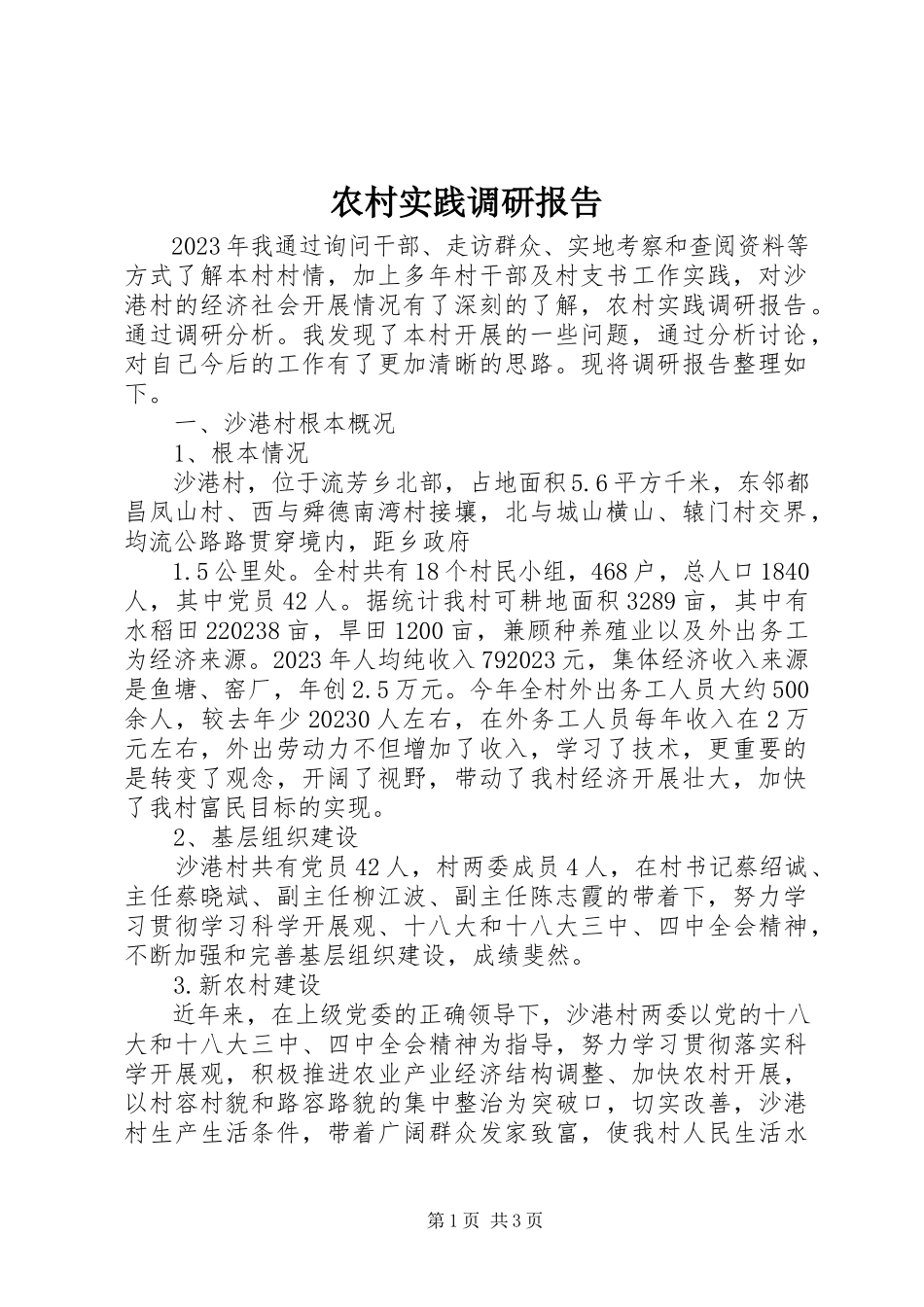 2023年农村实践调研报告.docx_第1页