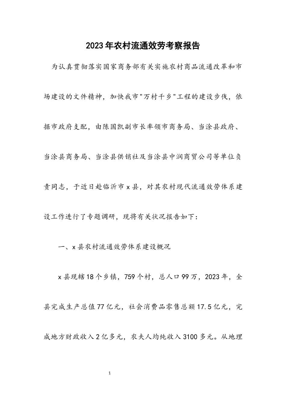 2023年农村流通服务考察报告.docx_第1页