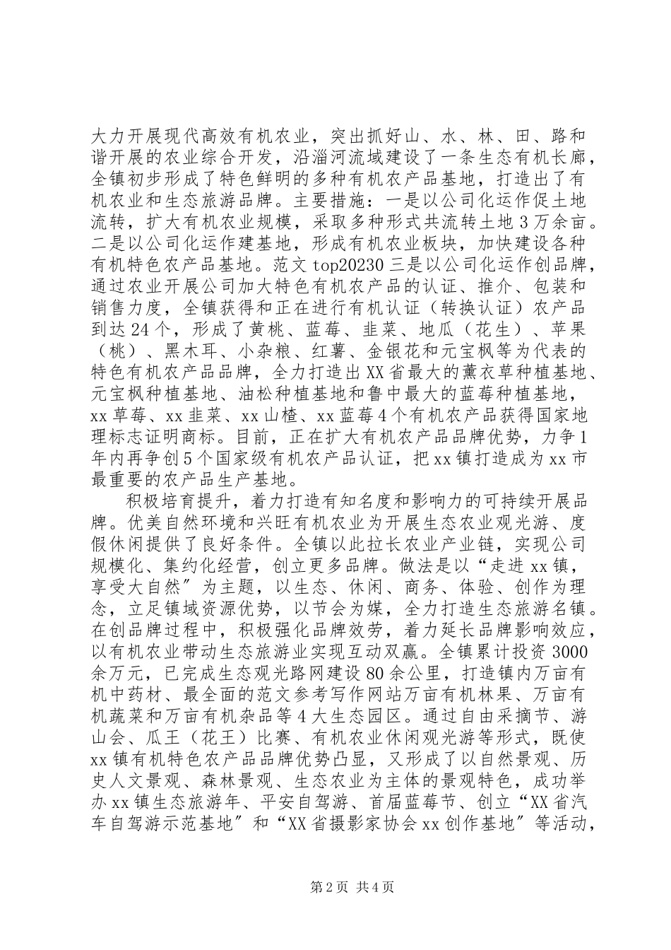 2023年创建特色品牌乡镇工作的调研报告.docx_第2页