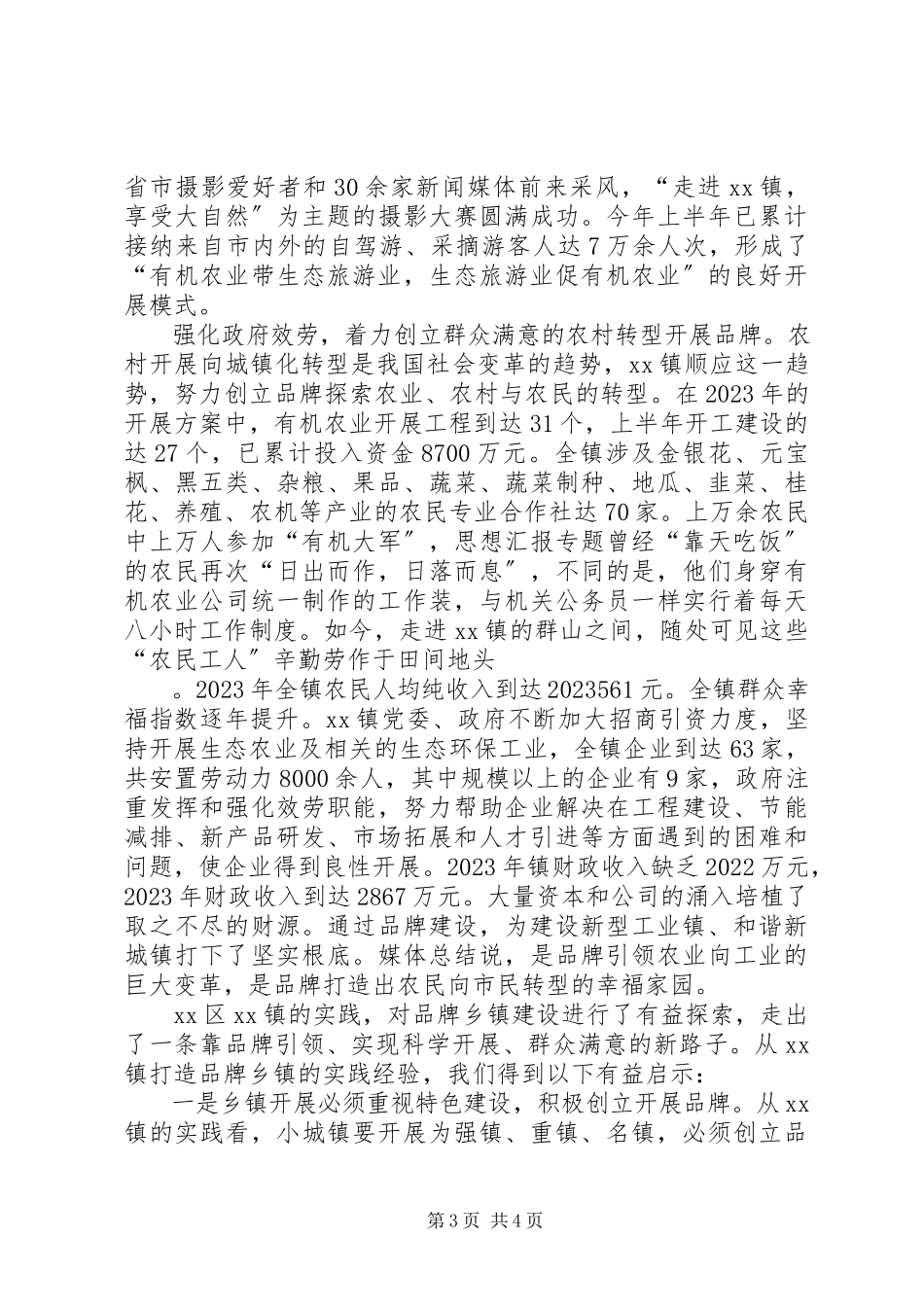 2023年创建特色品牌乡镇工作的调研报告.docx_第3页