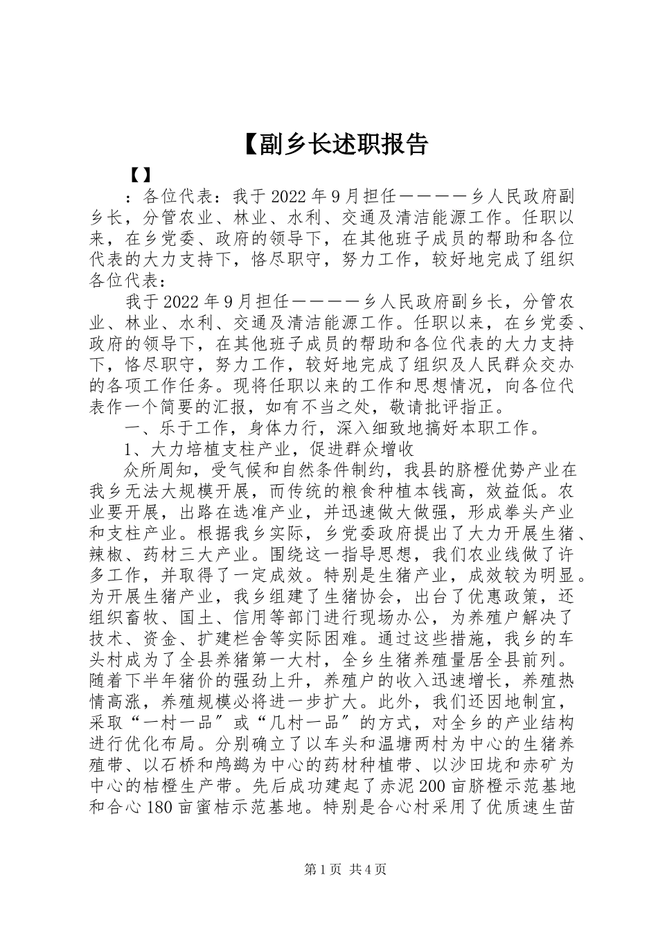 2023年副乡长述职报告新编.docx_第1页