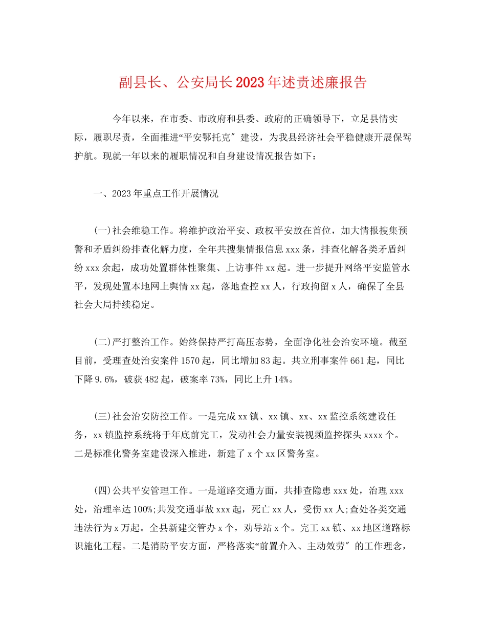 2023年副县长、公安局长述责述廉报告.docx_第1页