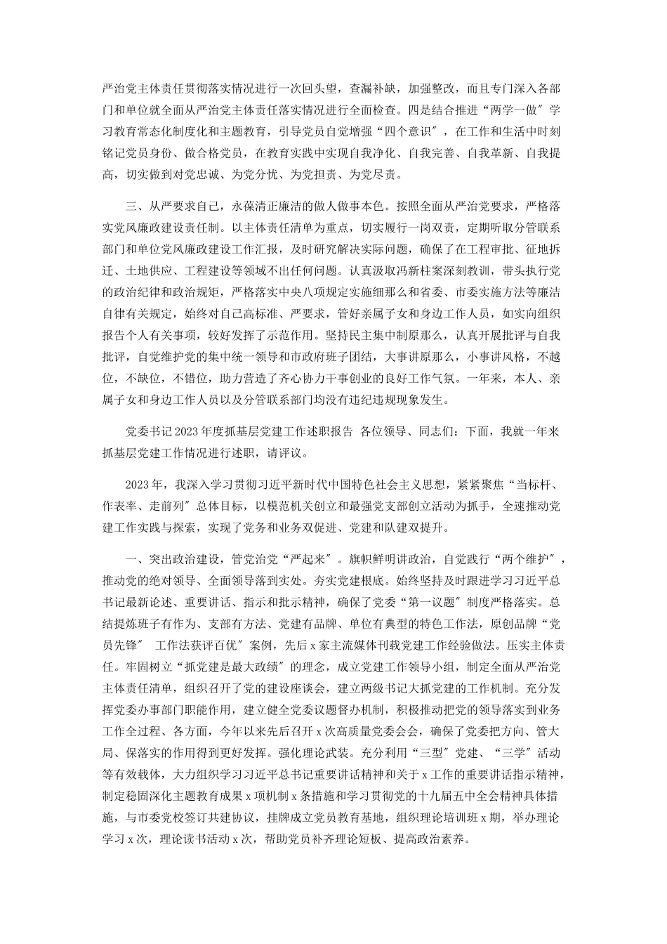 2023年副市长年落实全面从严治党主体责任情况报告＆党委书记年度抓基层党建工作述职报告.docx_第2页