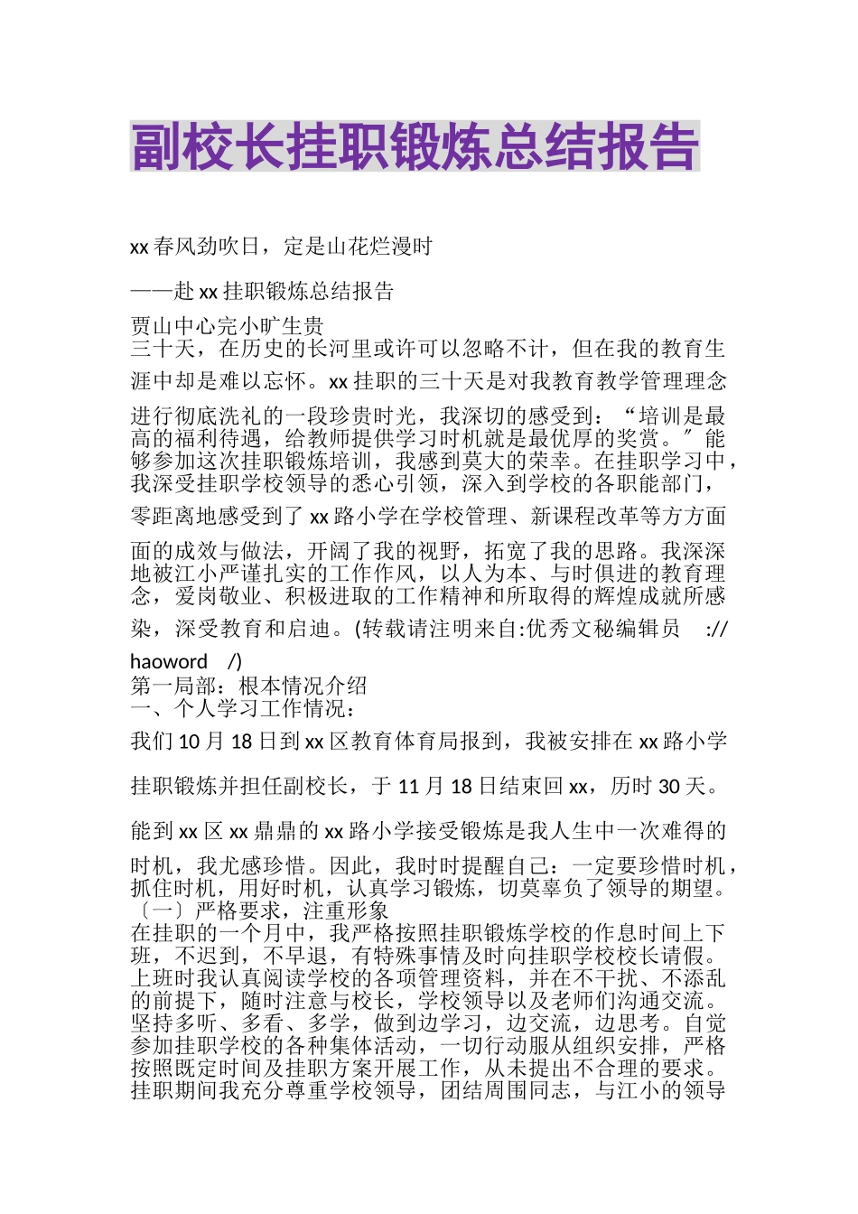 2023年副校长挂职锻炼总结报告.doc_第1页