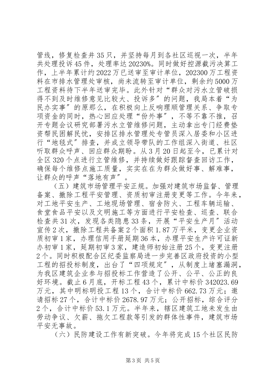 2023年区建设局上半年度工作报告.docx_第3页
