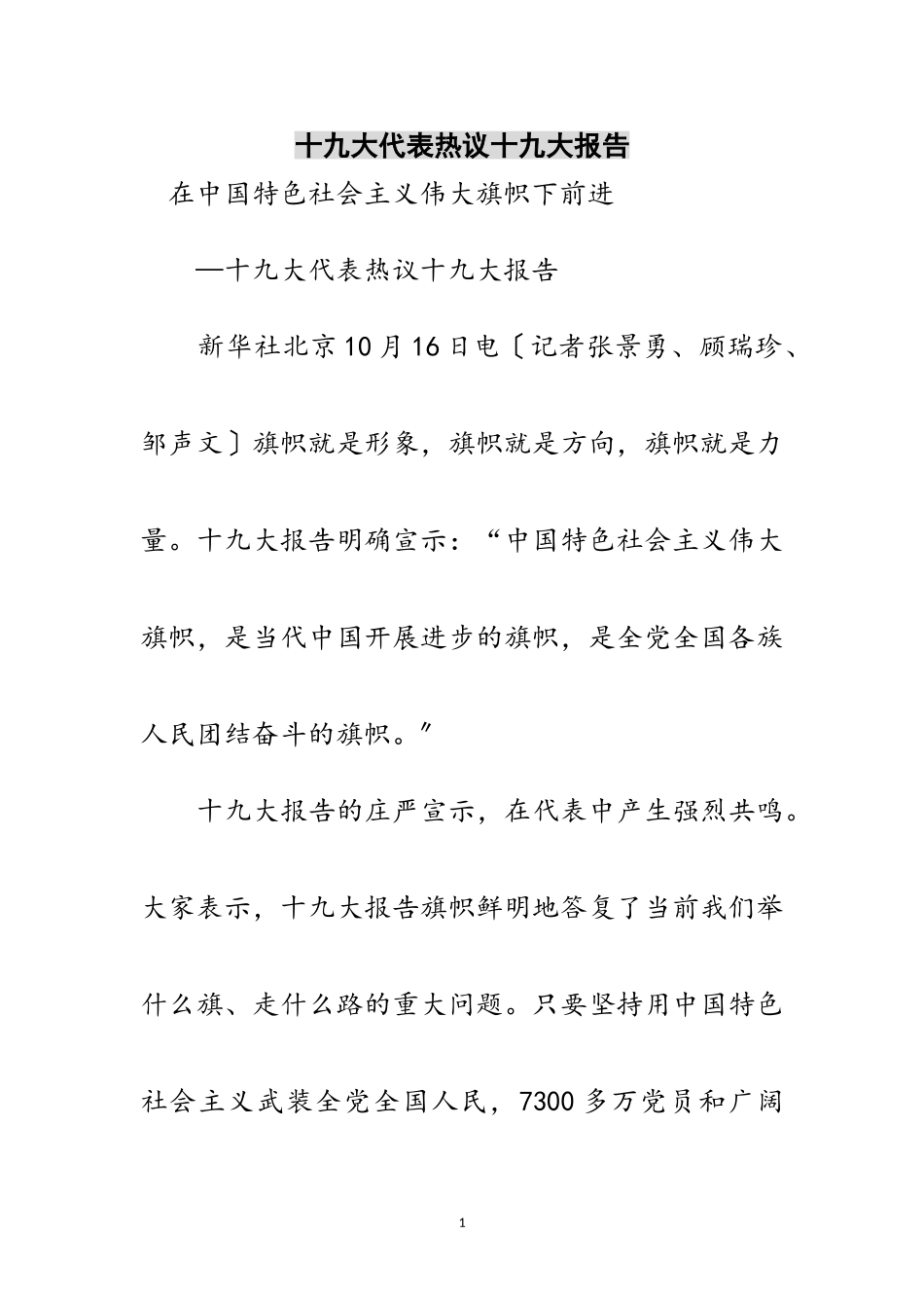 2023年十九大代表热议十九大报告范文.doc_第1页