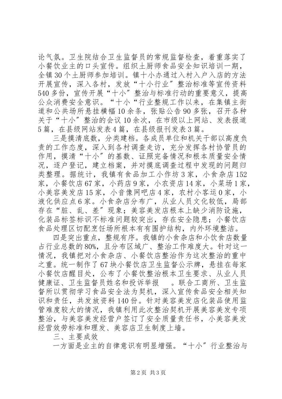 2023年十小行业整治工作汇报材料.docx_第2页