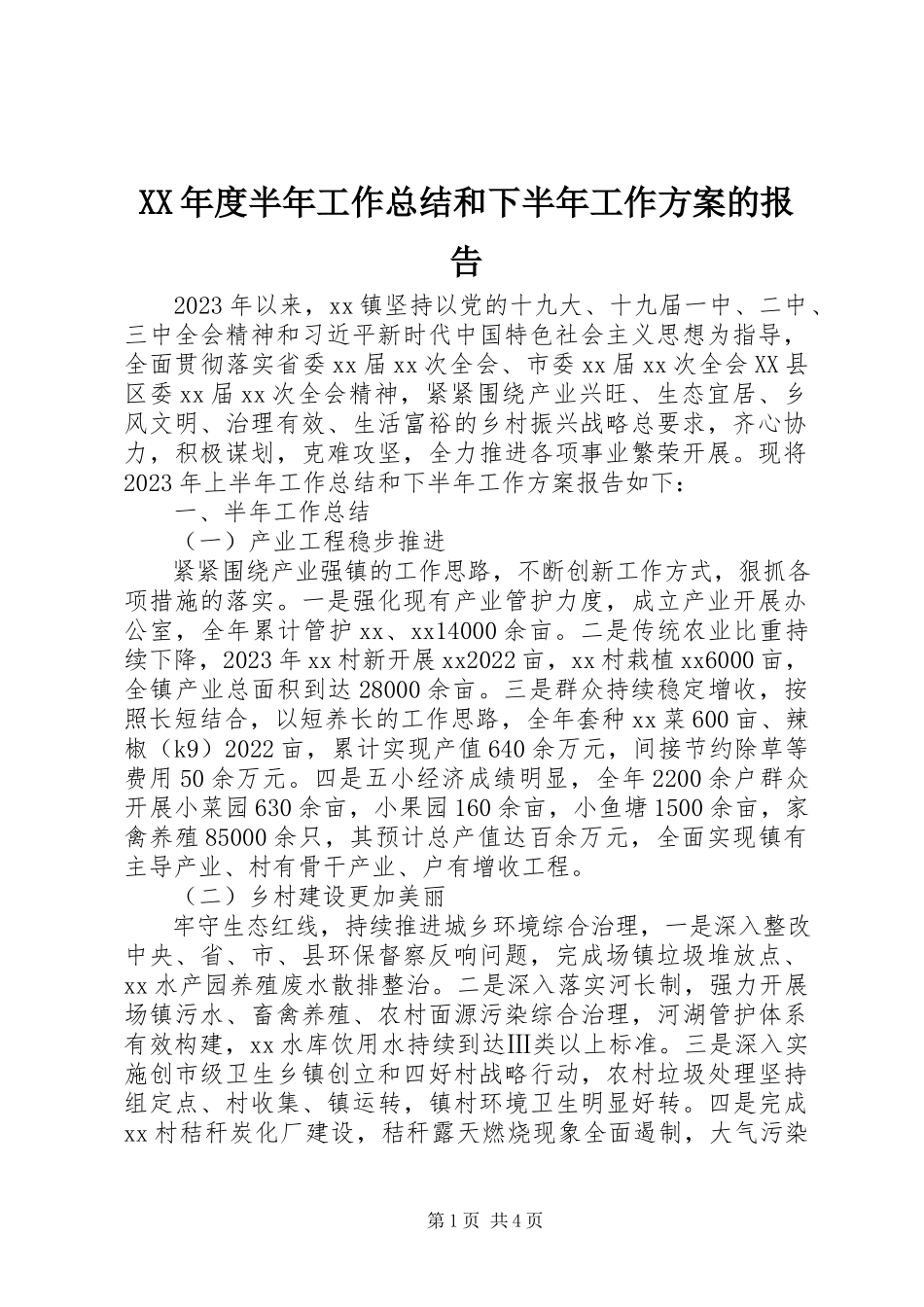 2023年半工作总结和下半工作计划的报告2.docx_第1页