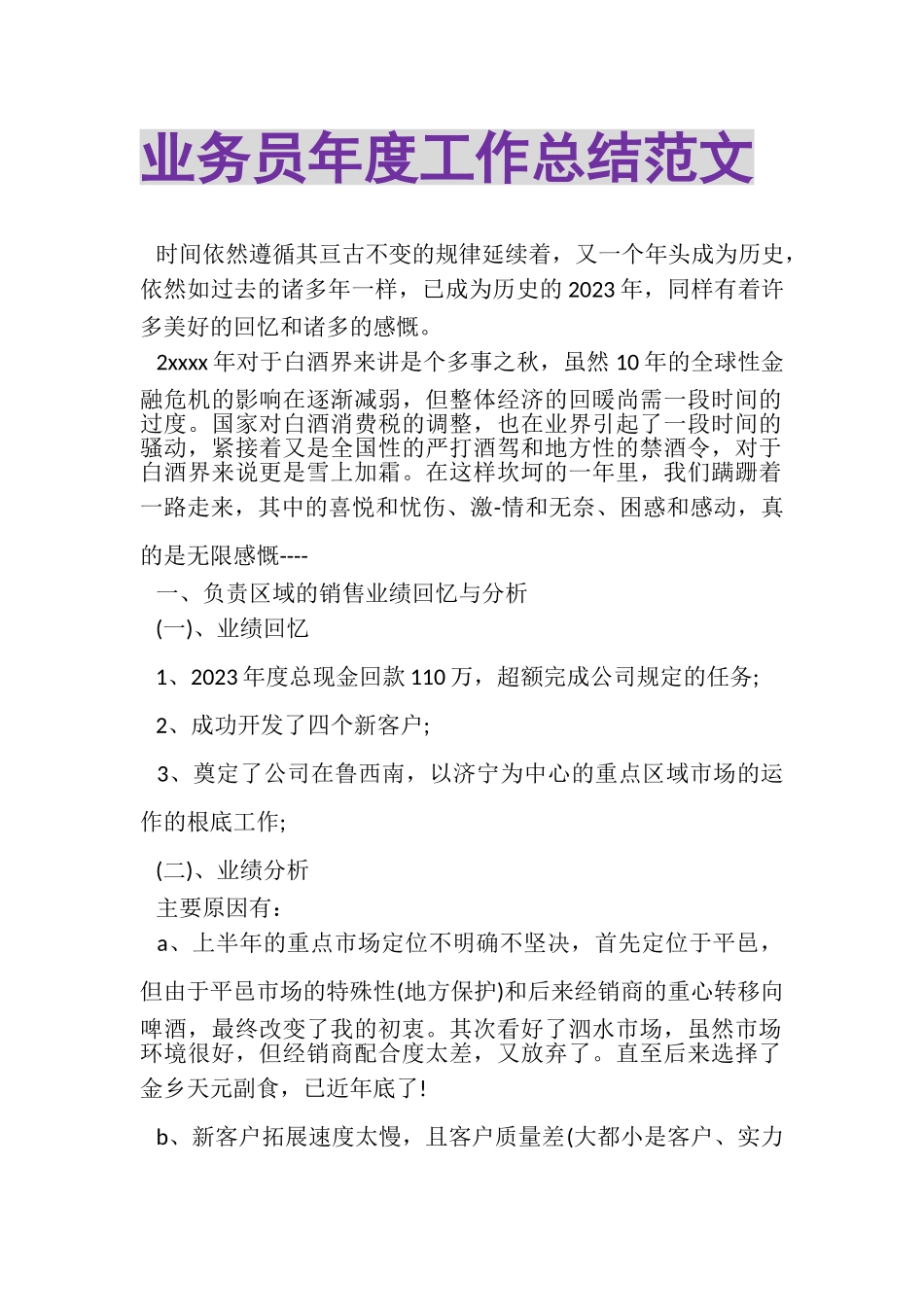 2023年业务员年度工作总结范文.doc_第1页