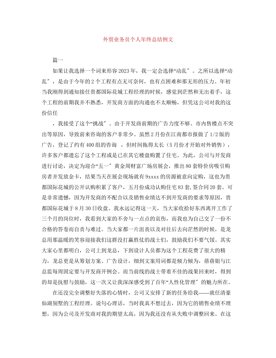 2023年外贸业务员个人终总结例文.docx_第1页