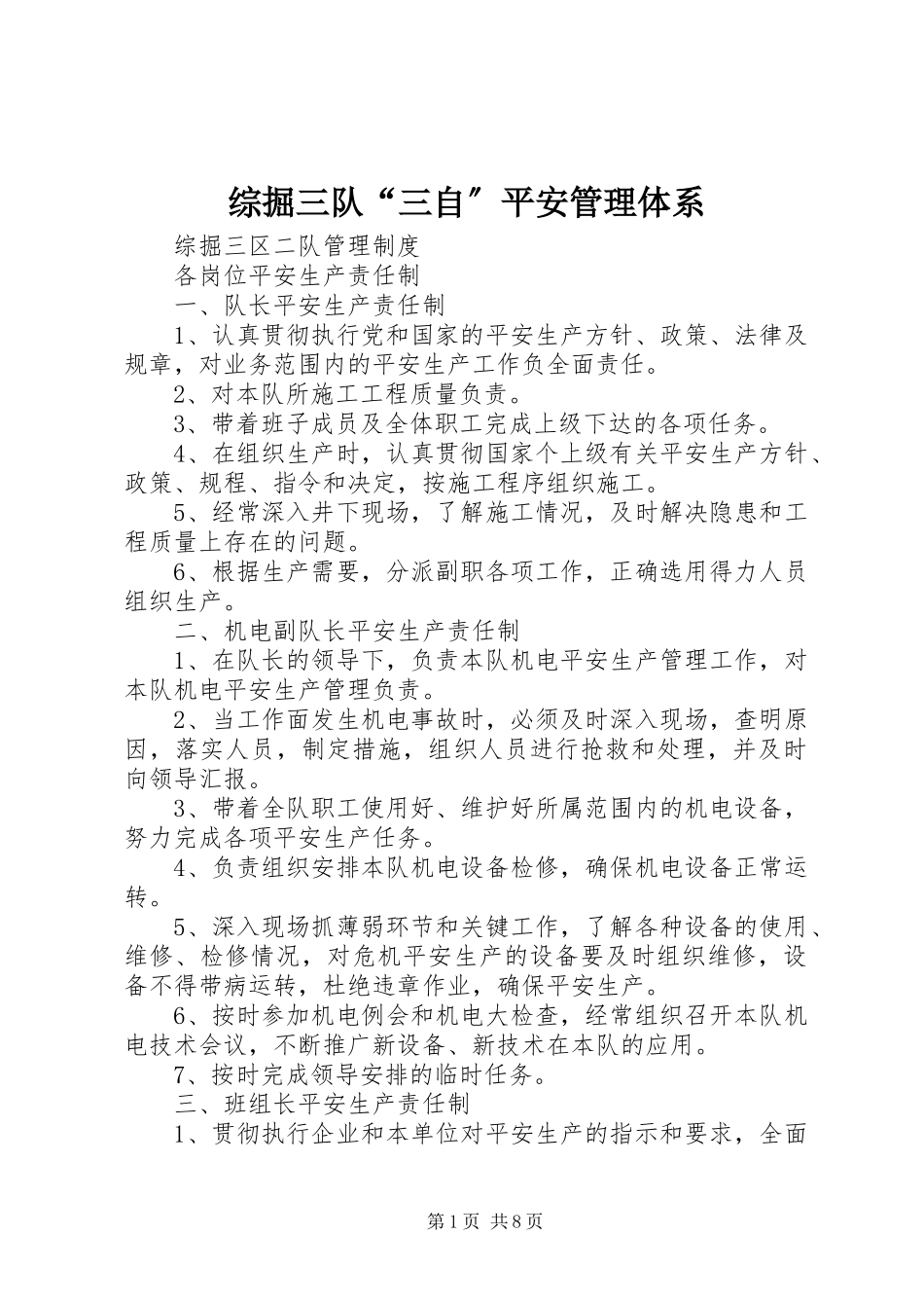 2023年综掘三队“三自”安全管理体系.docx_第1页