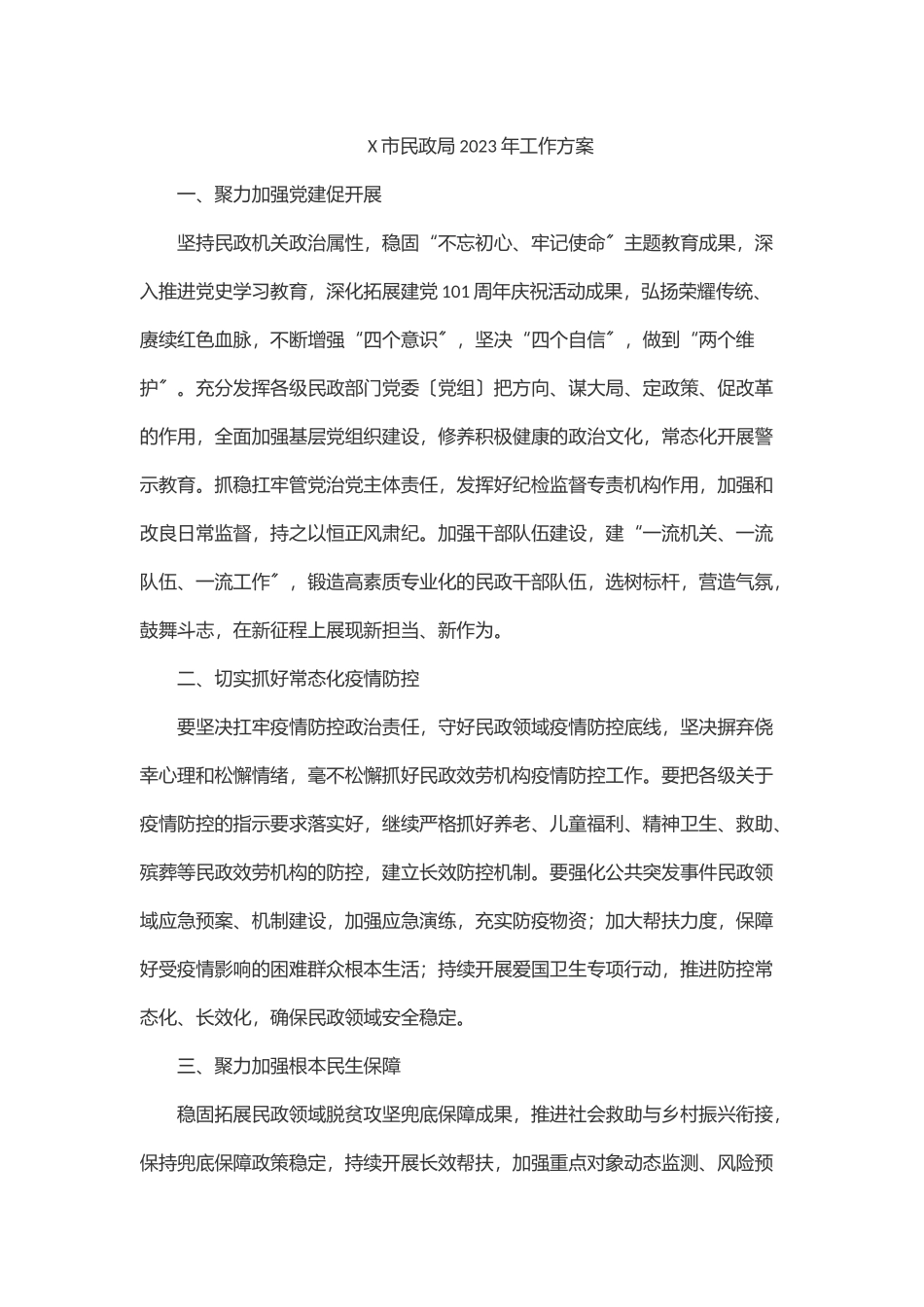 X市民政局工作计划.docx_第1页