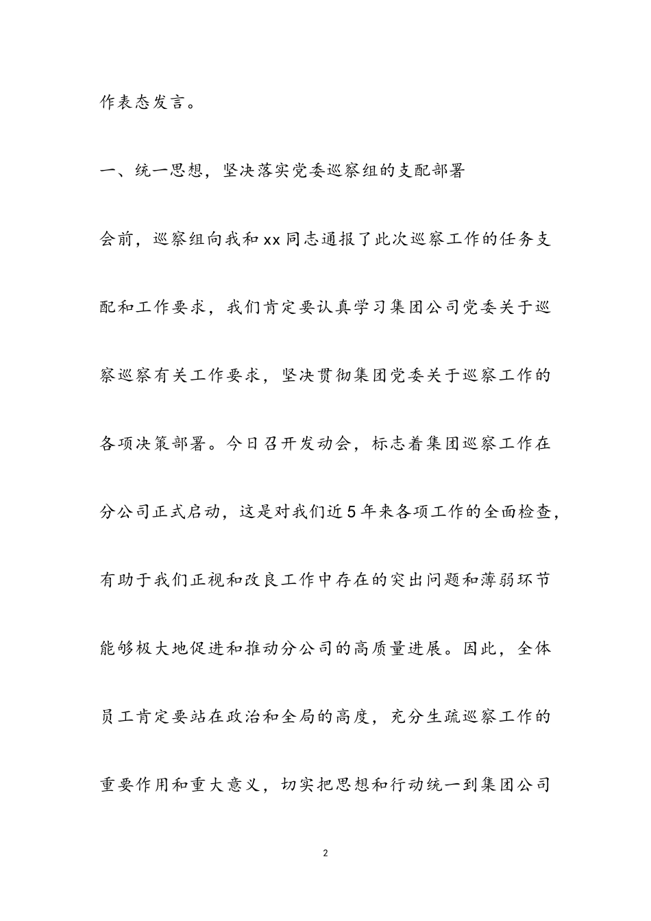 2023年巡视动员会上的表态发言.doc_第2页