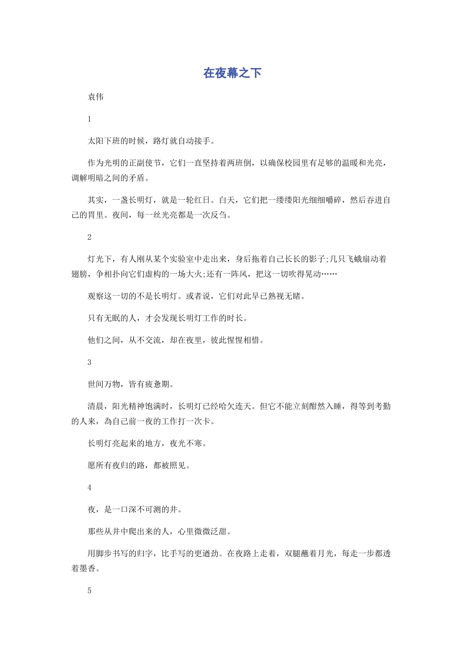 2023年在夜幕之下.docx_第1页