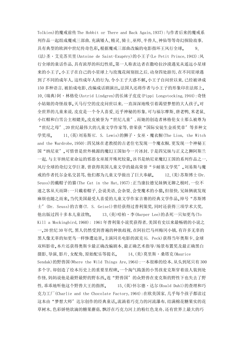 2023年世界最著名的儿童经典文学 儿童著名的文学故事.docx_第2页