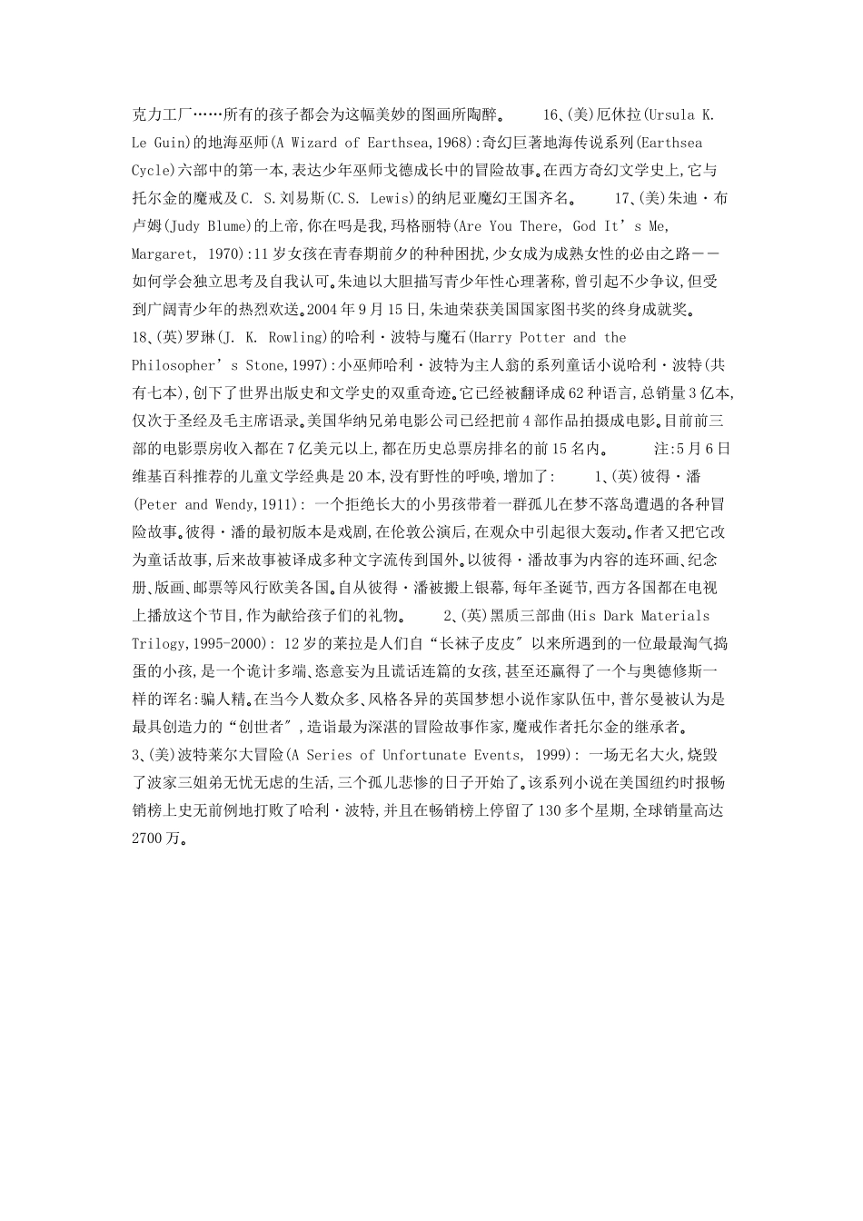 2023年世界最著名的儿童经典文学 儿童著名的文学故事.docx_第3页