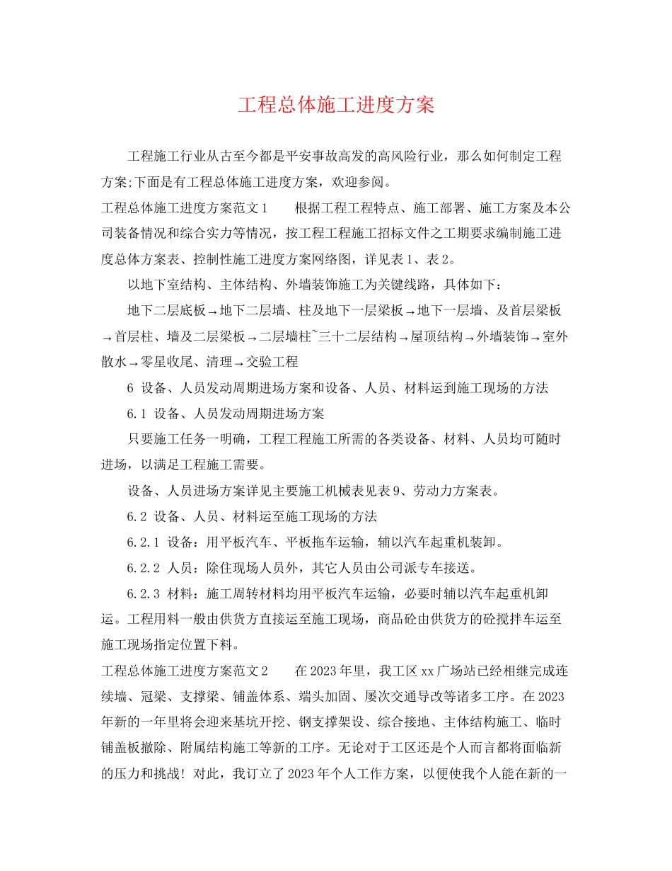 2023年工程总体施工进度计划.docx_第1页