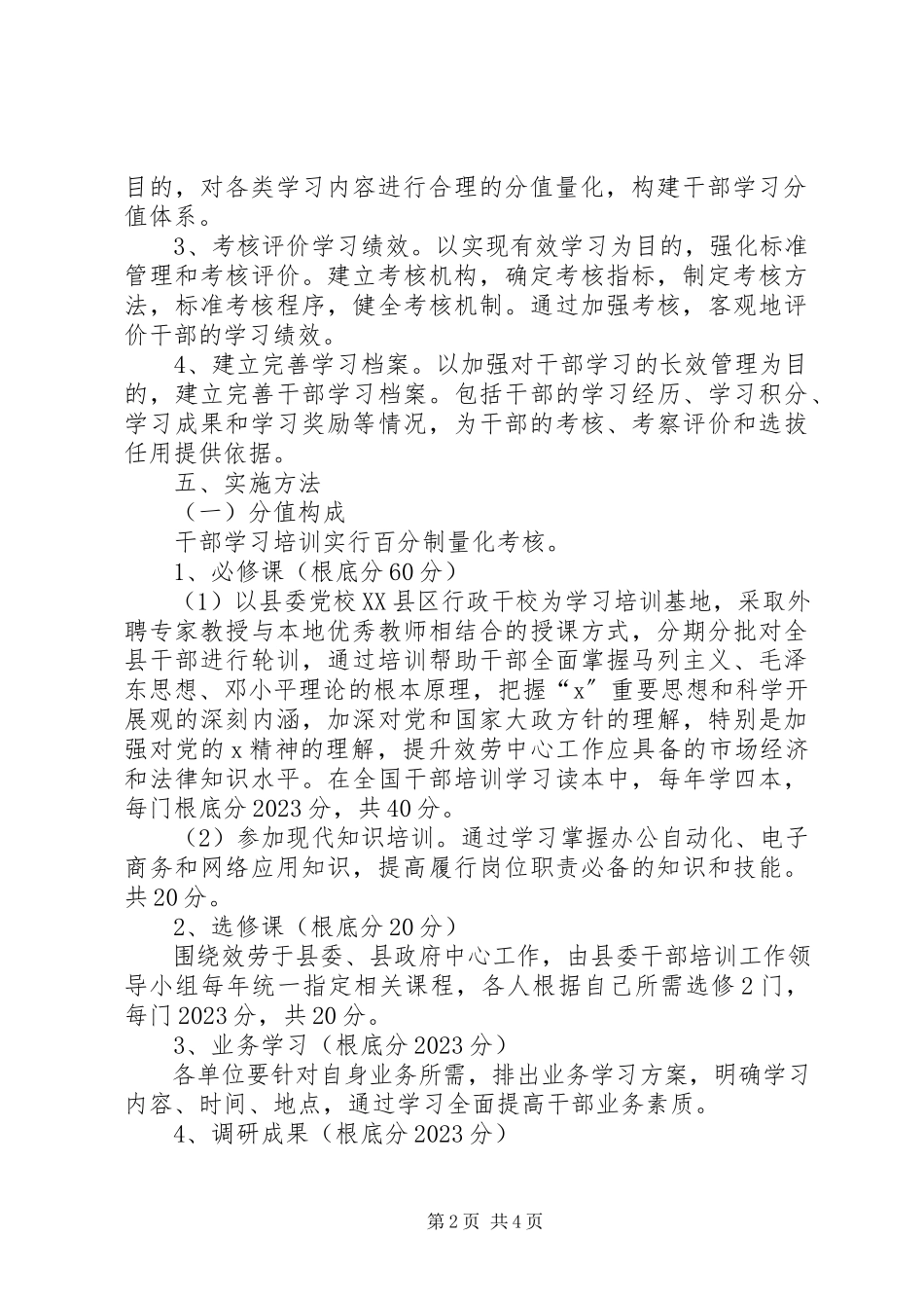 2023年干部学习培训分制管理实施意见.docx_第2页