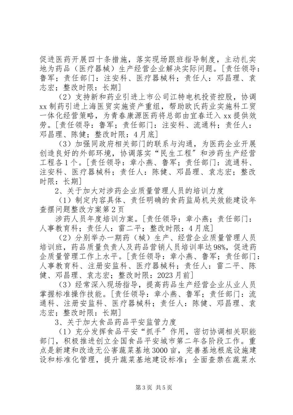 2023年食药监局机关效能建设年查摆问题整改方案.docx_第3页