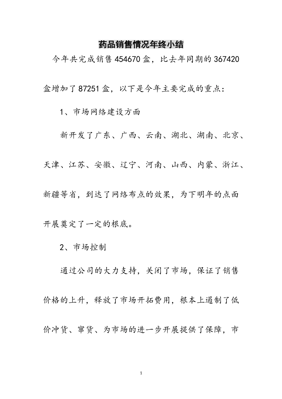 2023年药品销售情况年终小结范文.doc_第1页
