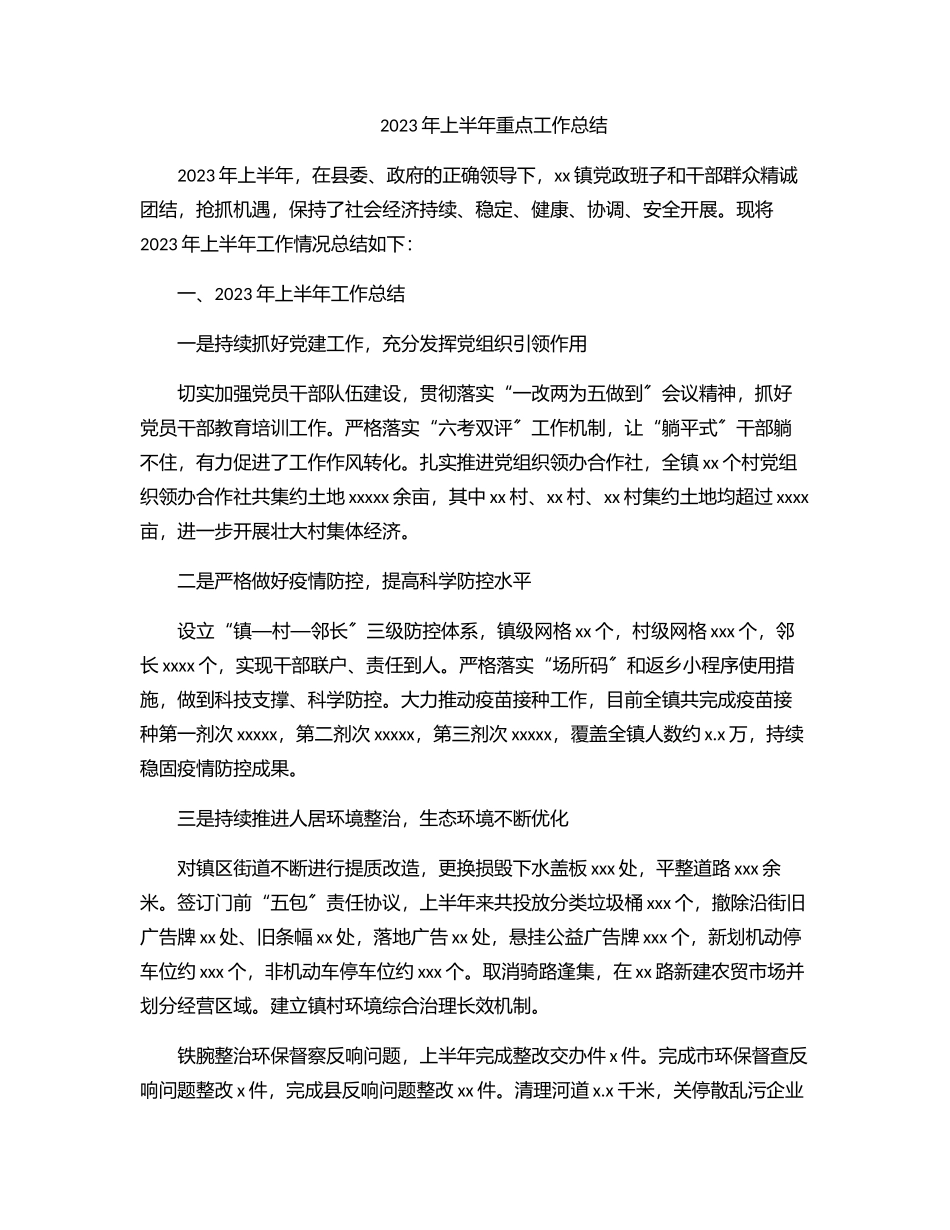 上半年重点工作汇报总结.docx_第1页