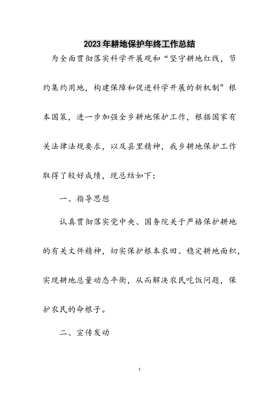 2023年年耕地保护年终工作总结范文.doc_第1页