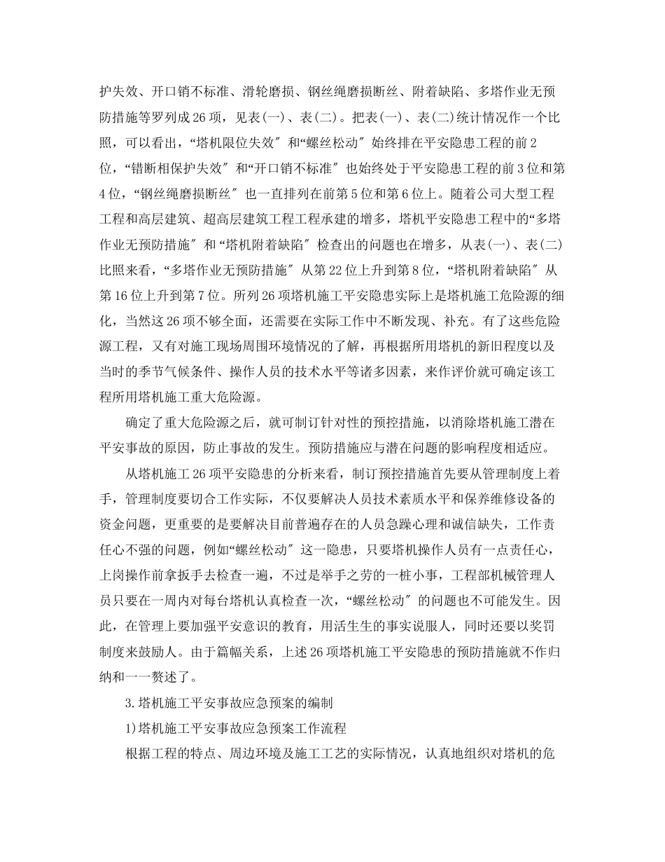 2023年《安全管理应急预案》之塔机施工安全隐患检查及事故预防措施应急预案制订.docx_第2页