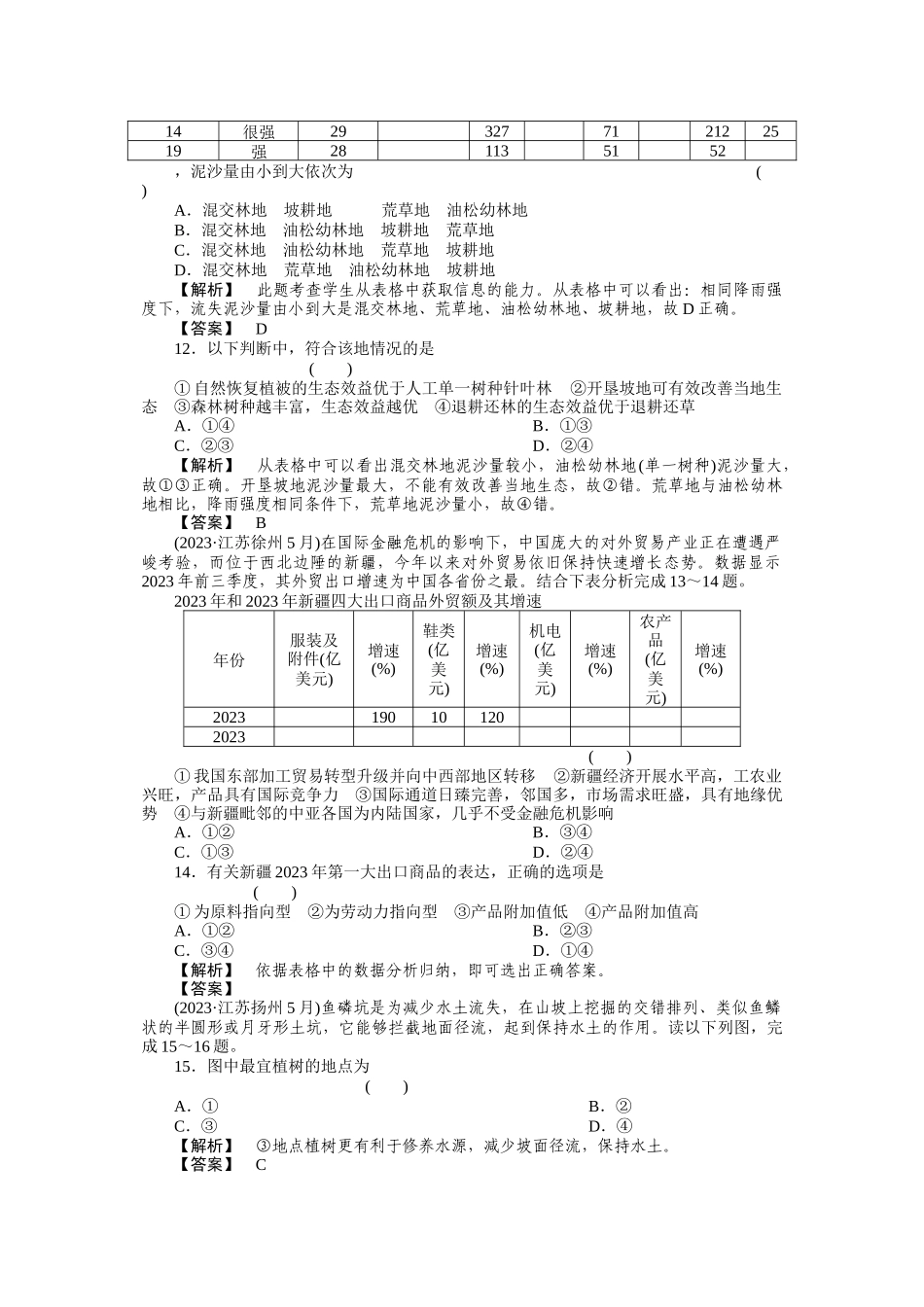2023年届高考地理第一轮总复习第三单元中国国土整治综合检测.docx_第3页