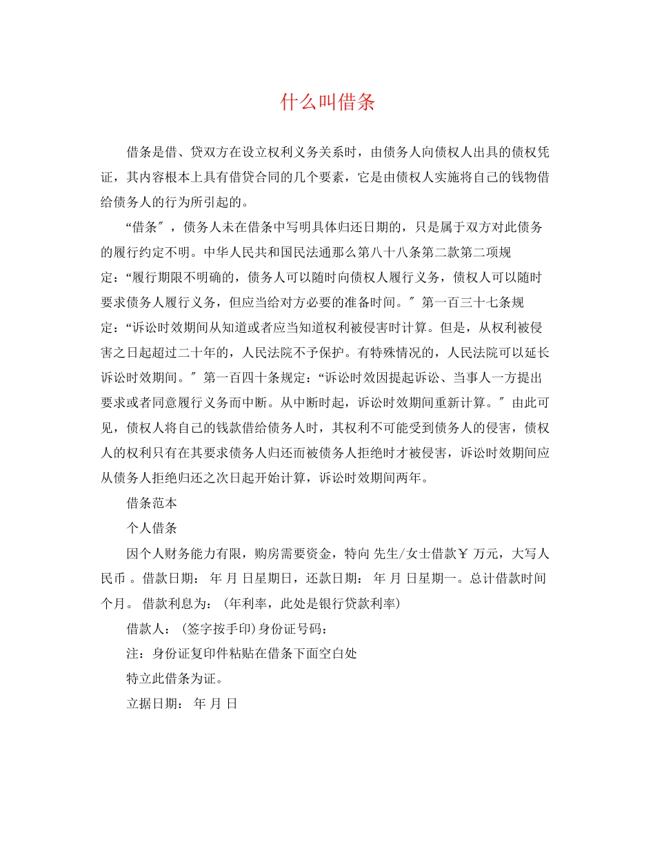 2023年什么叫借条.docx_第1页