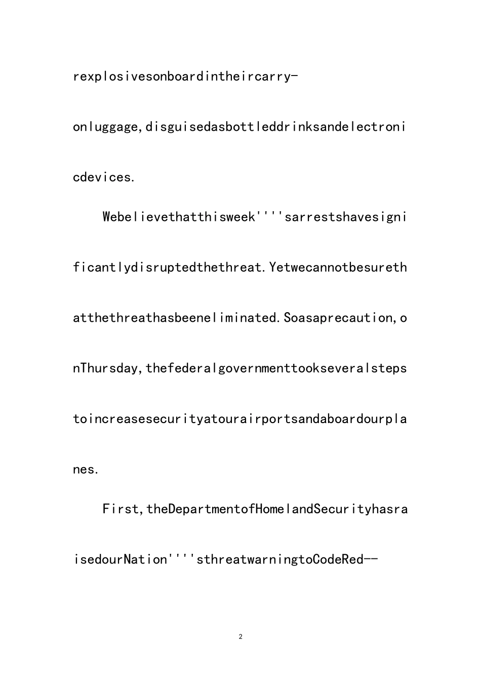 2023年Bush&#39;s speech on British terror范文.doc_第2页