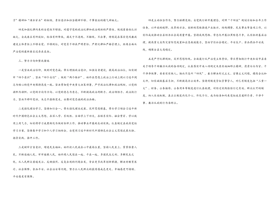 2023年县政府党组党史学习教育专题民主生活会“五个带头”对照检查材料.docx_第3页