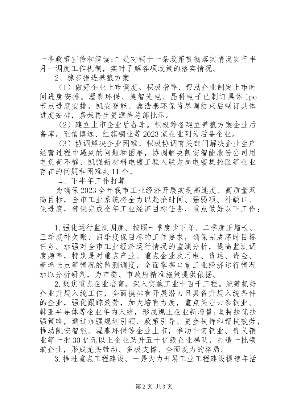 2023年市工信局上半年工作总结及下半年工作计划.docx_第2页