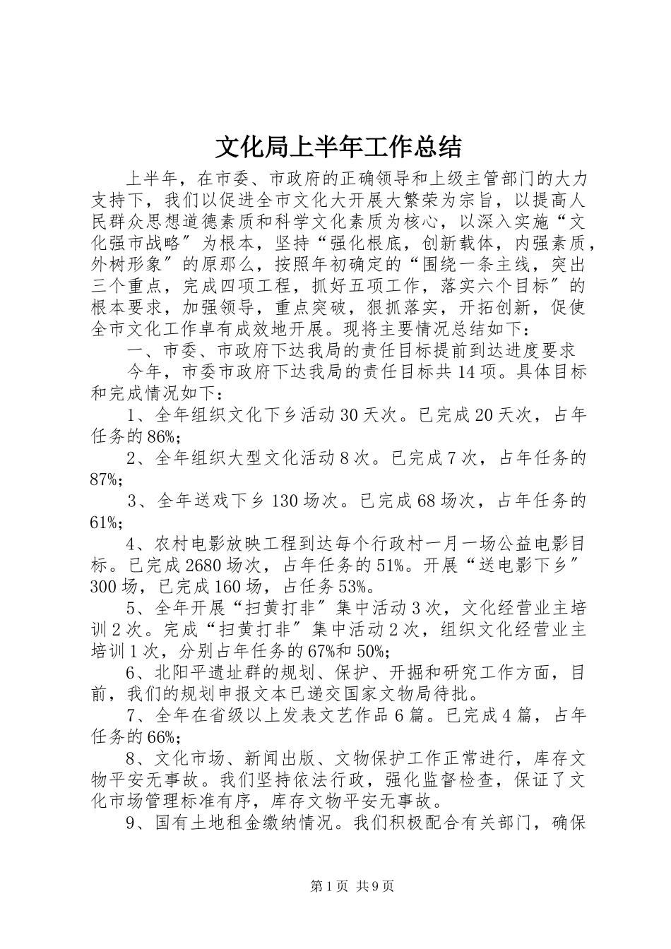 2023年文化局上半年工作总结.docx_第1页